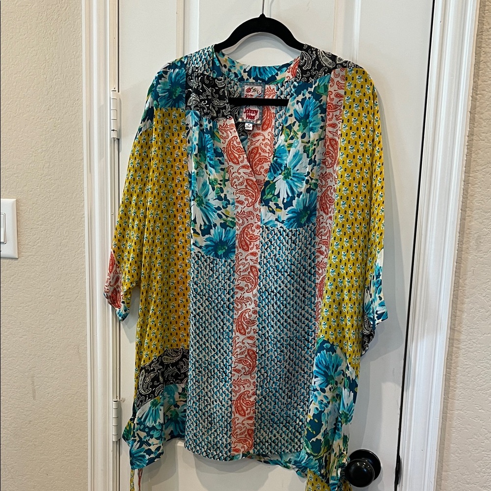 Johnny Was Sheer Multicolor Blouse